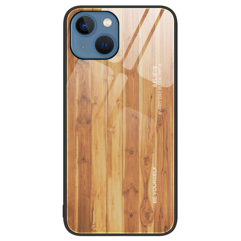 Capa para iPhone 15 Plus Design de madeira em vidro temperado