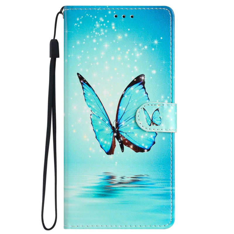 Capa iPhone 15 Pro Butterfly Azul claro com fita adesiva