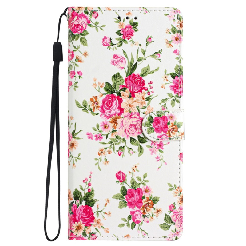 Capa com cordão floral para iPhone 15 Pro Max