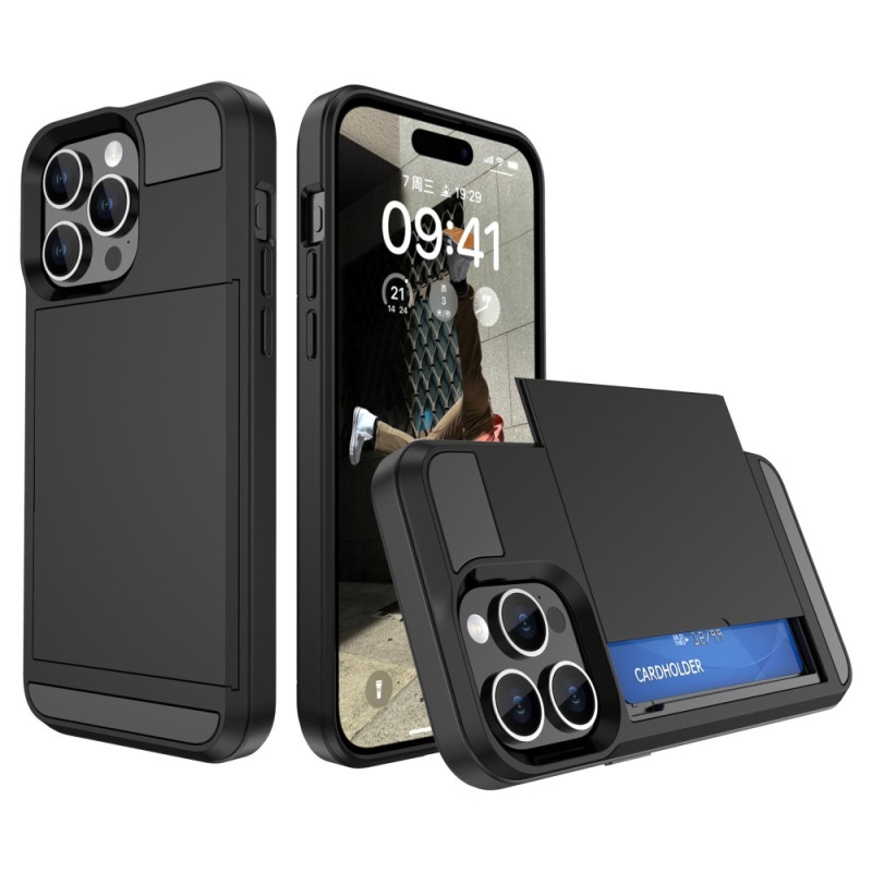 Capa iPhone 15 Pro Max Porta-cartões integrada Efeito metal