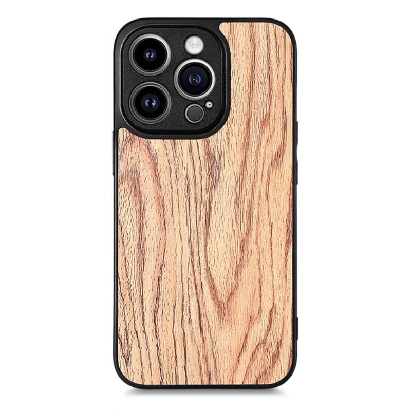 Capa de couro com efeito madeira para iPhone 15 Pro Max Style