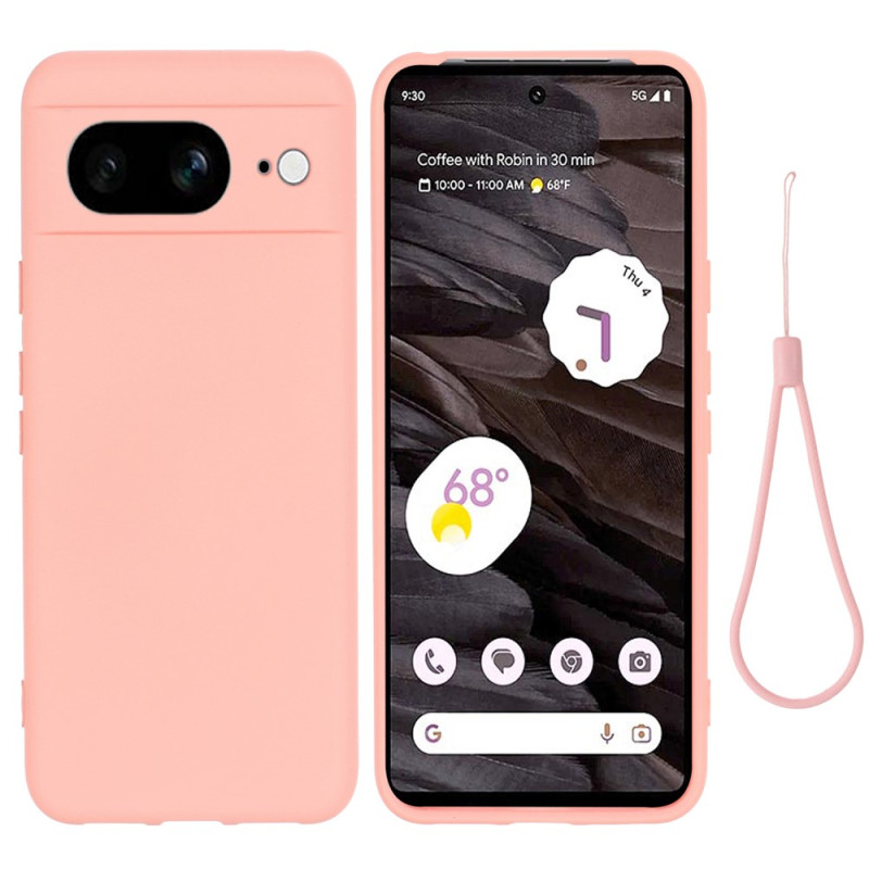Capa de silicone líquida para Google Pixel 8 com cordão de pescoço