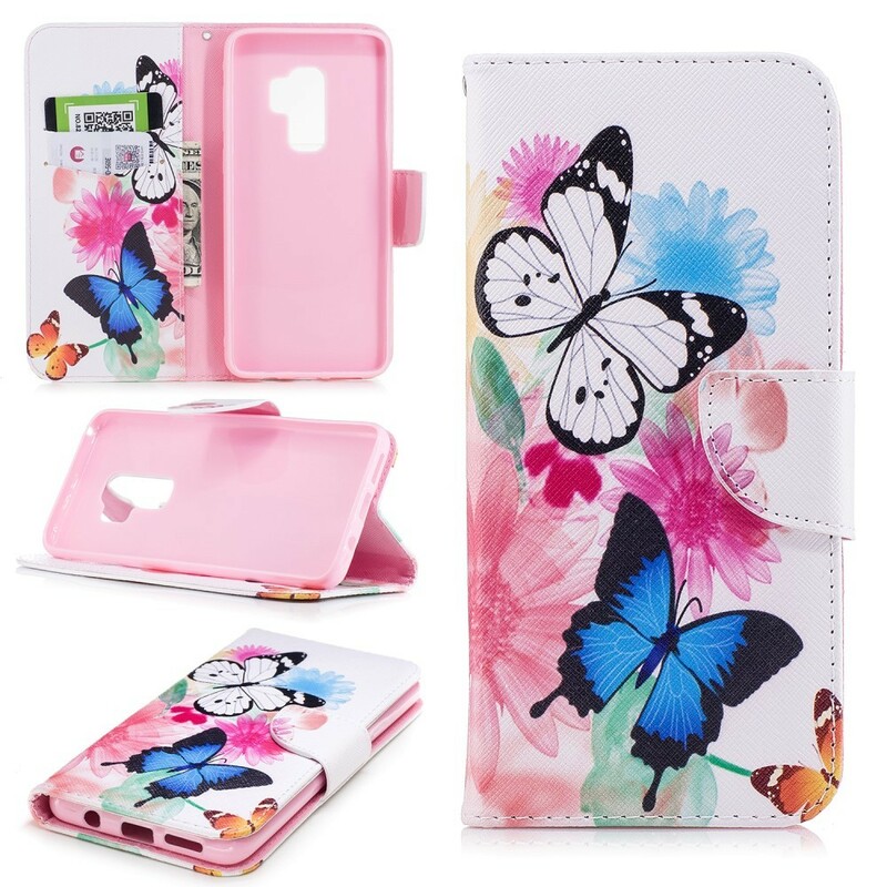 Samsung Galaxy S9 Plus Case Butterflies e Flores pintadas