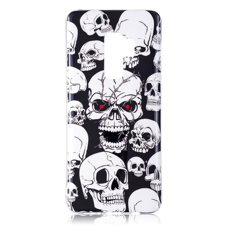 Capa Fluorescente Samsung Galaxy S9 Caution Skulls
