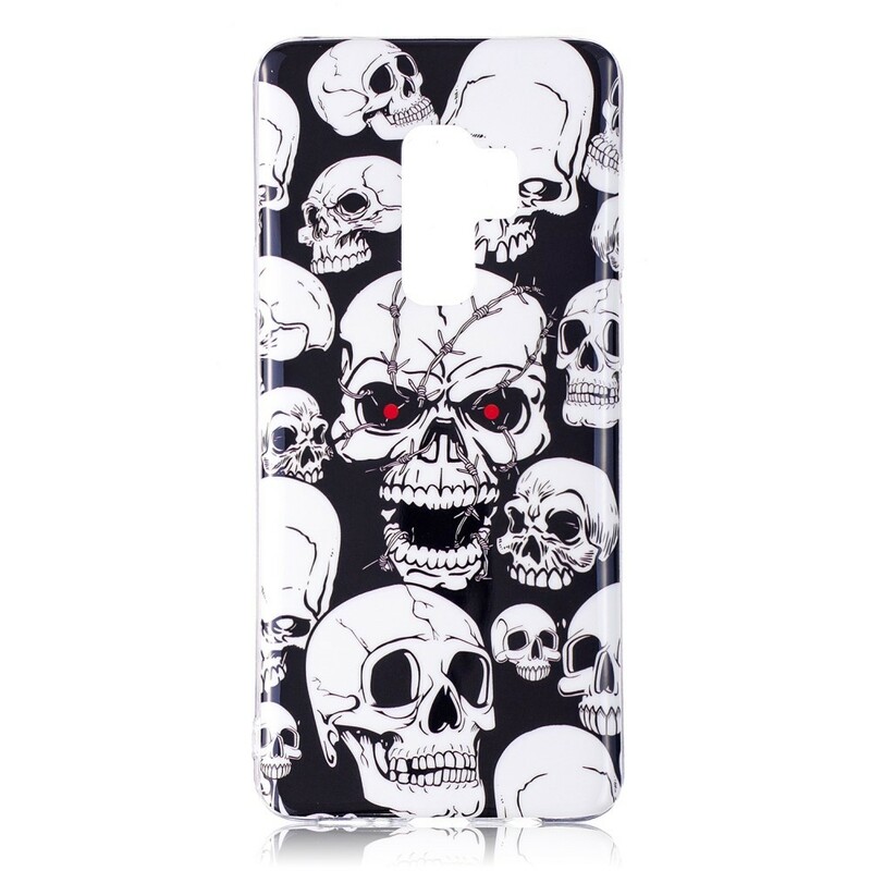 Capa Fluorescente Samsung Galaxy S9 Caution Skulls