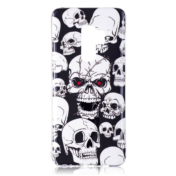 Capa Fluorescente Samsung Galaxy S9 Caution Skulls