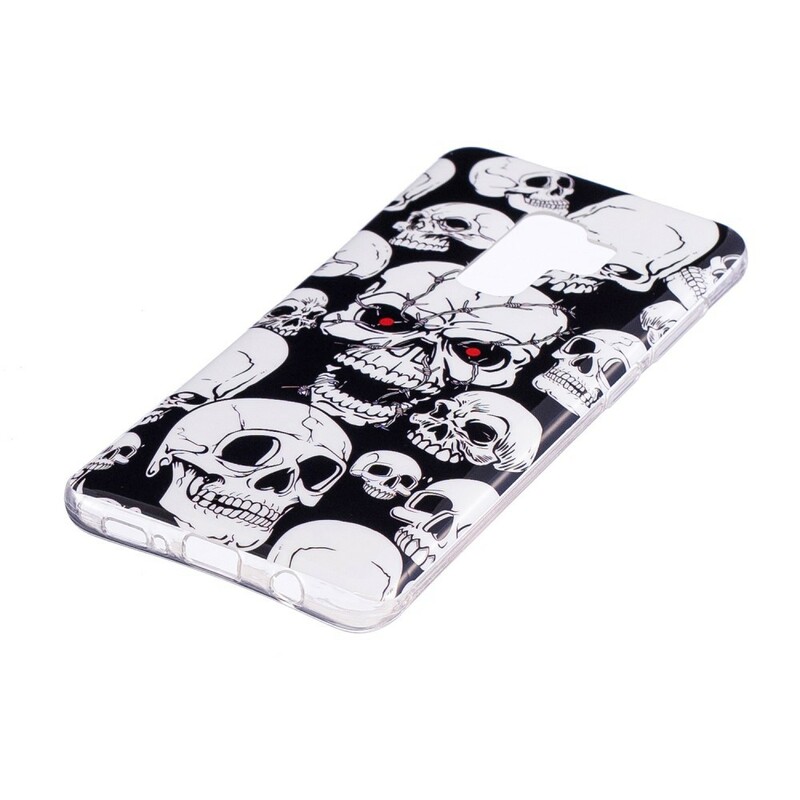 Capa Fluorescente Samsung Galaxy S9 Caution Skulls