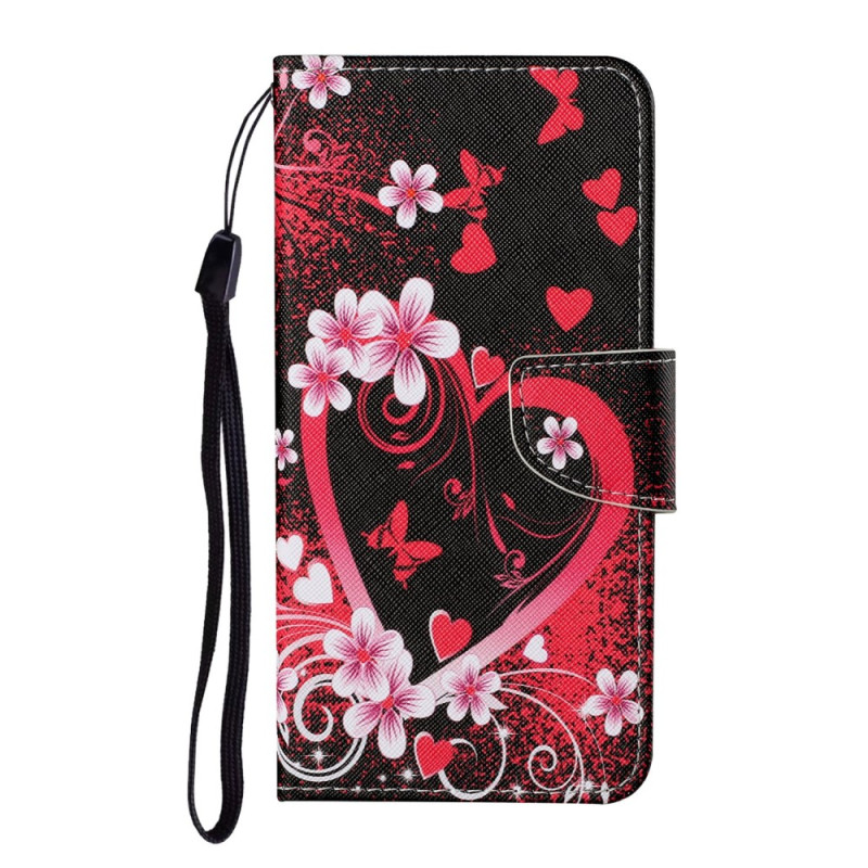 Capa para Samsung Galaxy S23 FE Flores e corações com alça