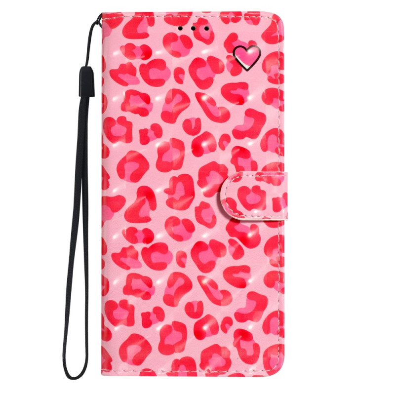 Capa com cordão para Samsung Galaxy S23 FE Rosa com impressão de leopardo