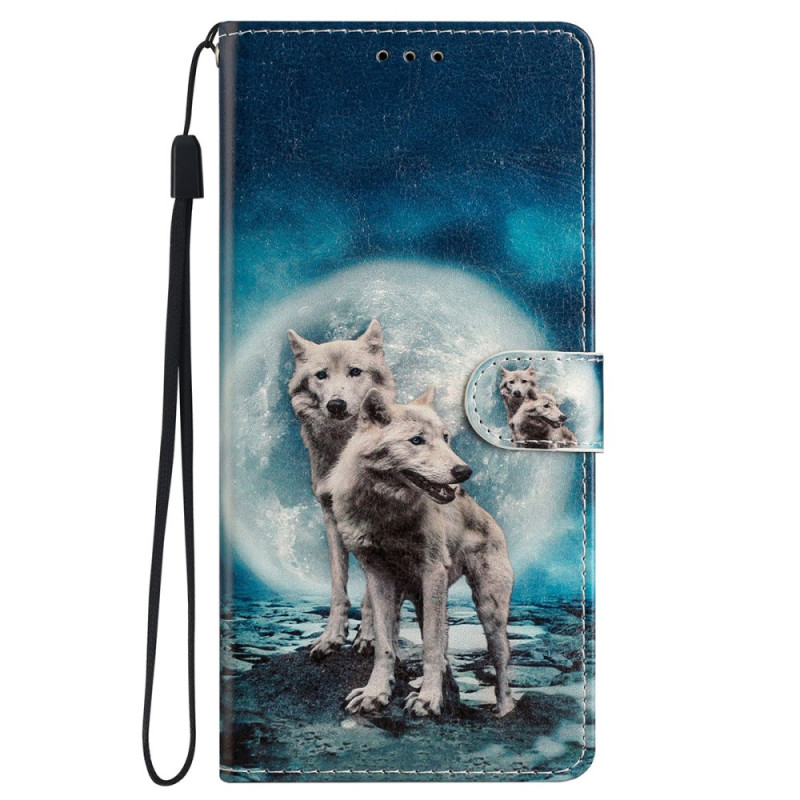 Capa para Samsung Galaxy S23 FE Moonlight Wolf com correia