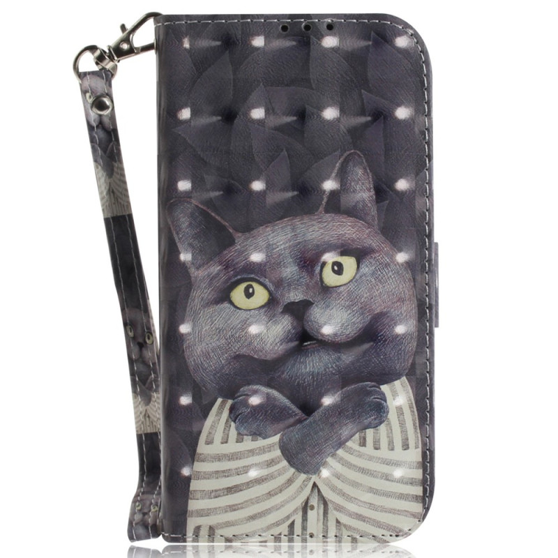 Capa de gato cinzenta para Samsung Galaxy S23 FE Strap