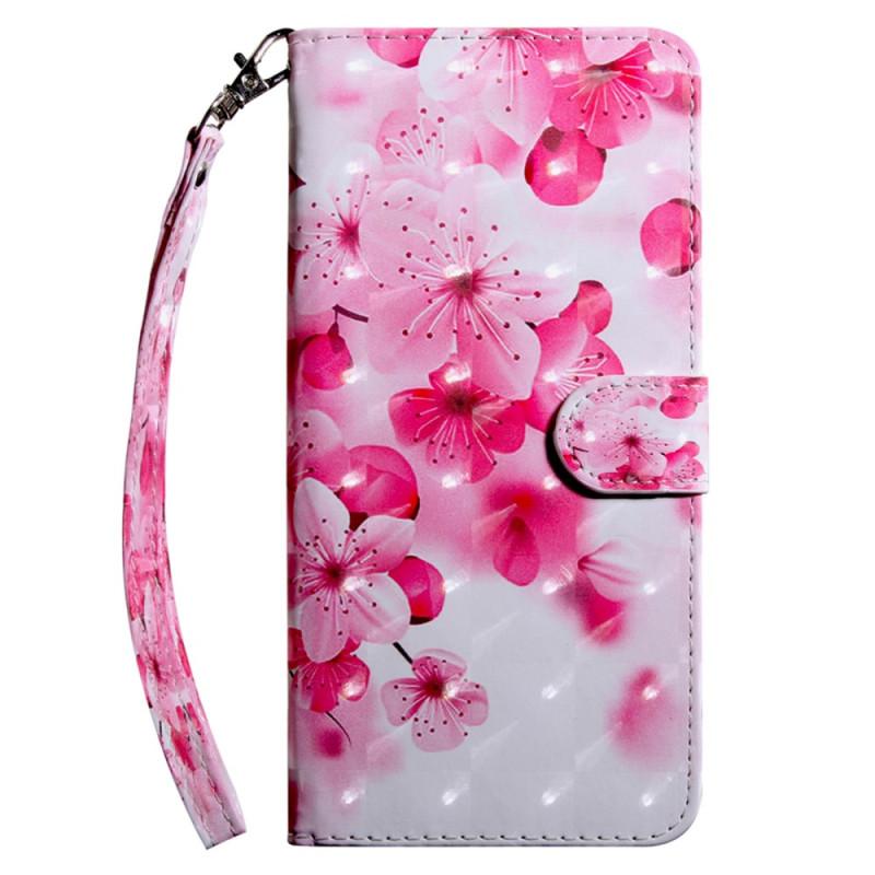 Capa para Xiaomi 13T / 13T Pro com alça de flores cor-de-rosa