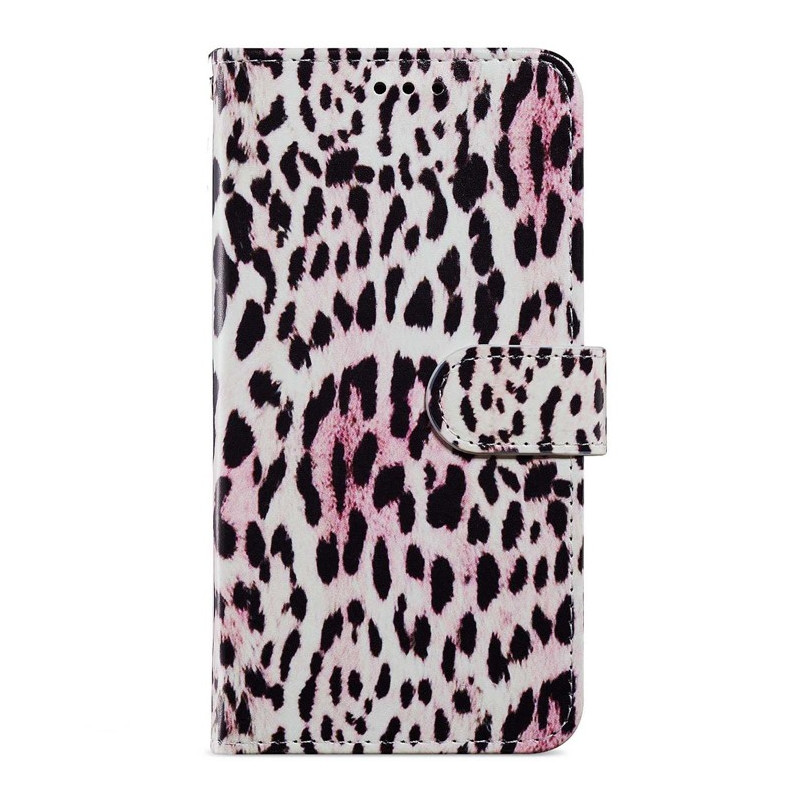 Capa de pele de leopardo para Moto G14