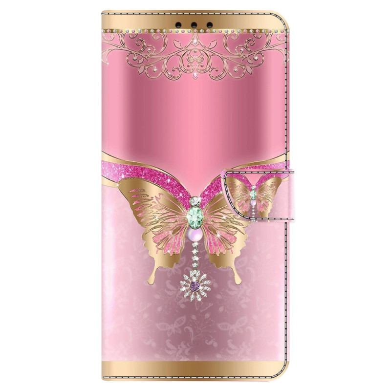 Capa borboleta rosa e dourada para Samsung Galaxy S24 5G