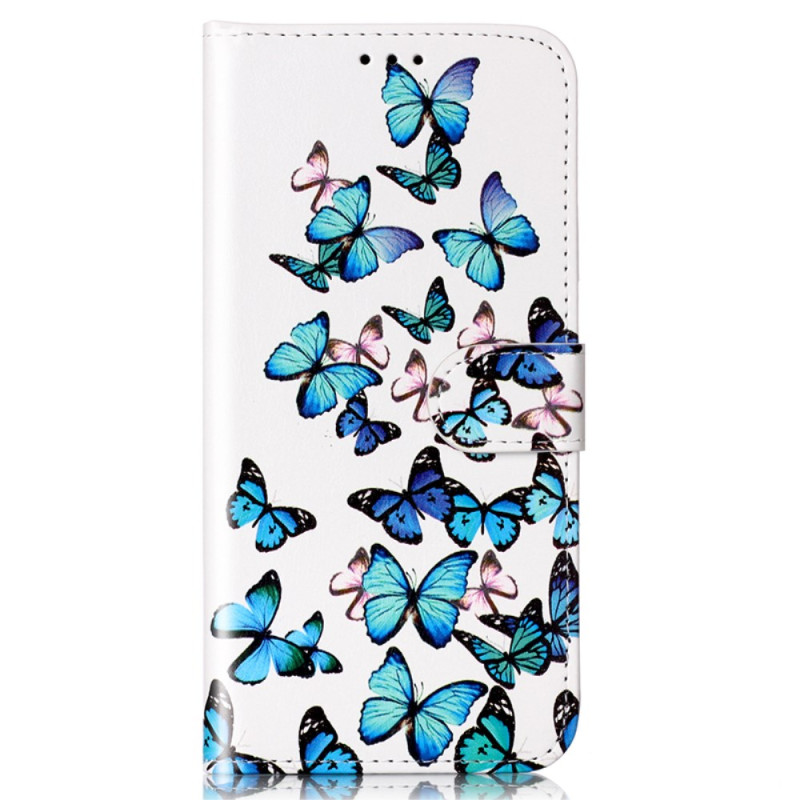 Capa para Samsung Galaxy S24 5G Marbee e borboletas azuis