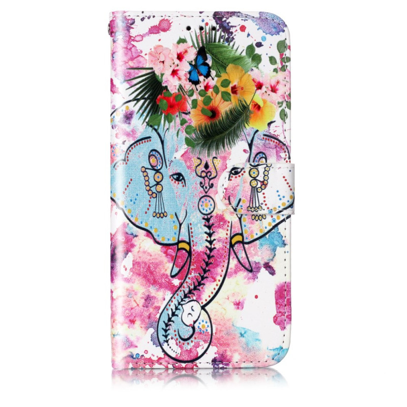 Capa para Samsung Galaxy S24 5G com alça de elefante e flor
