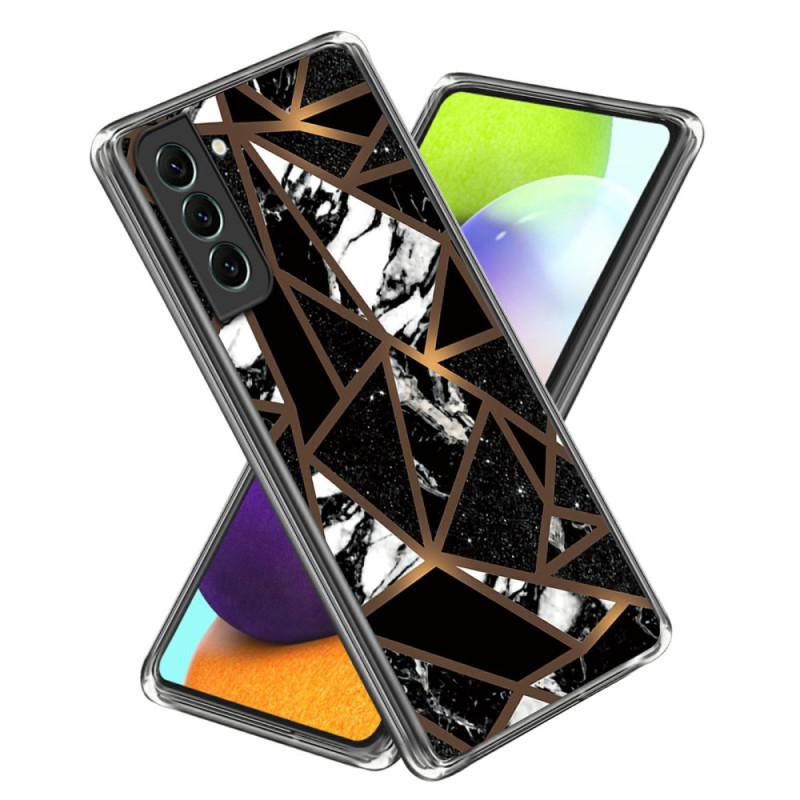Capa para Samsung Galaxy S24 5G Padrão mármore Geometria abstrata preta