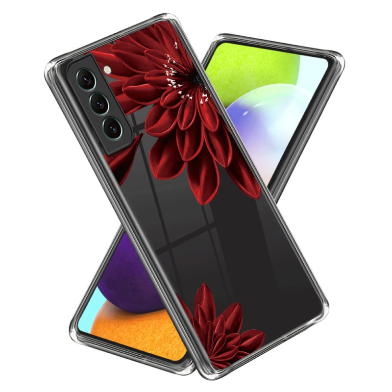 Capa flor transparente vermelha para Samsung Galaxy S24 5G