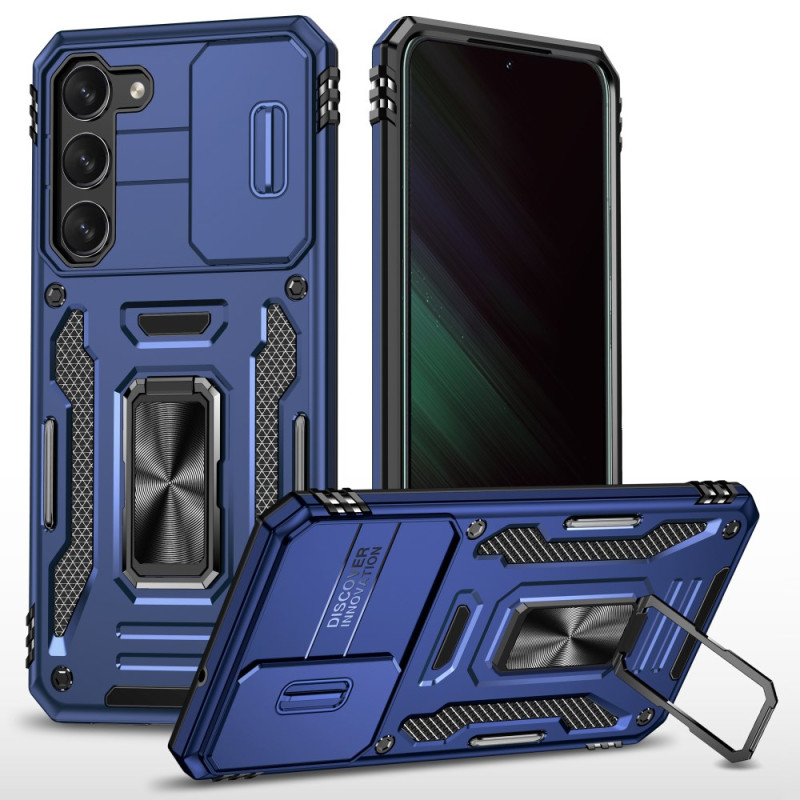 Capa para Samsung Galaxy S24 5G com anel de suporte e proteção traseira deslizante