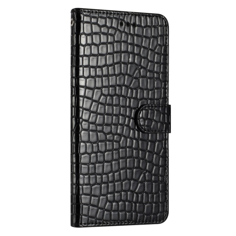 Capa para Samsung Galaxy S24 5G com textura de crocodilo e correia