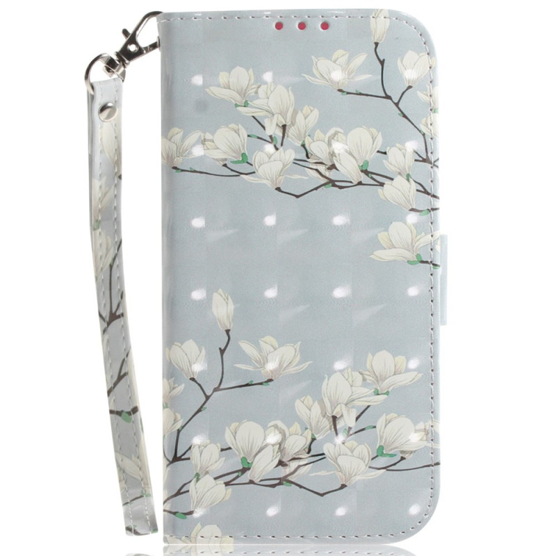 Capa com fita adesiva para Moto G84 5G White Magnolias