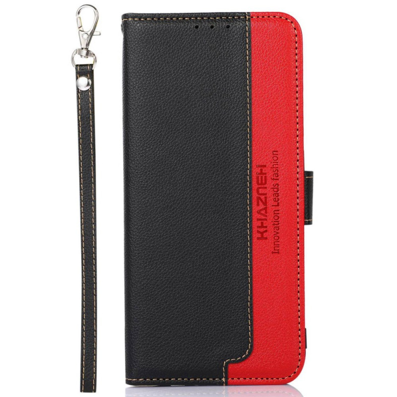 Capa bicolor para Moto G84 5G com fecho RFID KHAZNEH