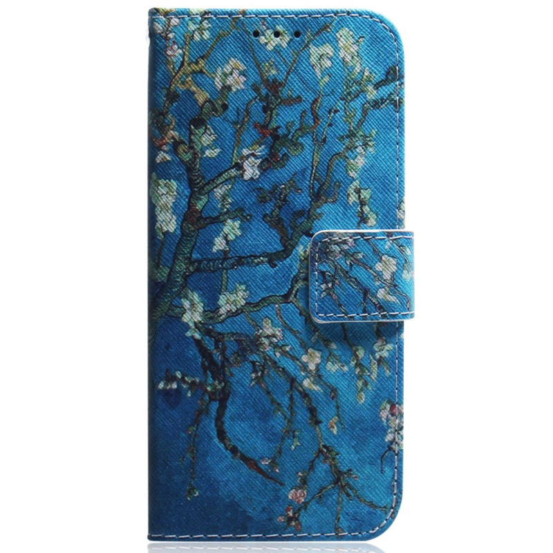 Capa para Moto G54 5G com alça em forma de flores de damasco