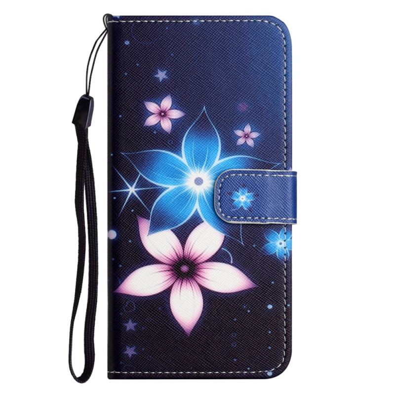 Capa para Moto G54 5G com banda para flores da lua