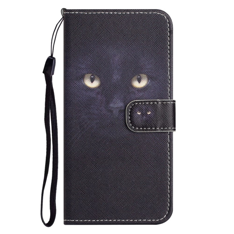 Capa para Moto G54 5G preta com fita para olhos de gato