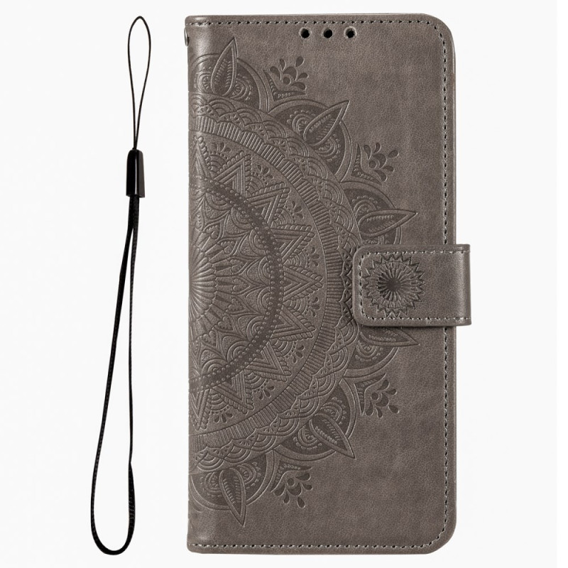 Capa para Moto G54 5G com flor de mandala e cordão de pescoço