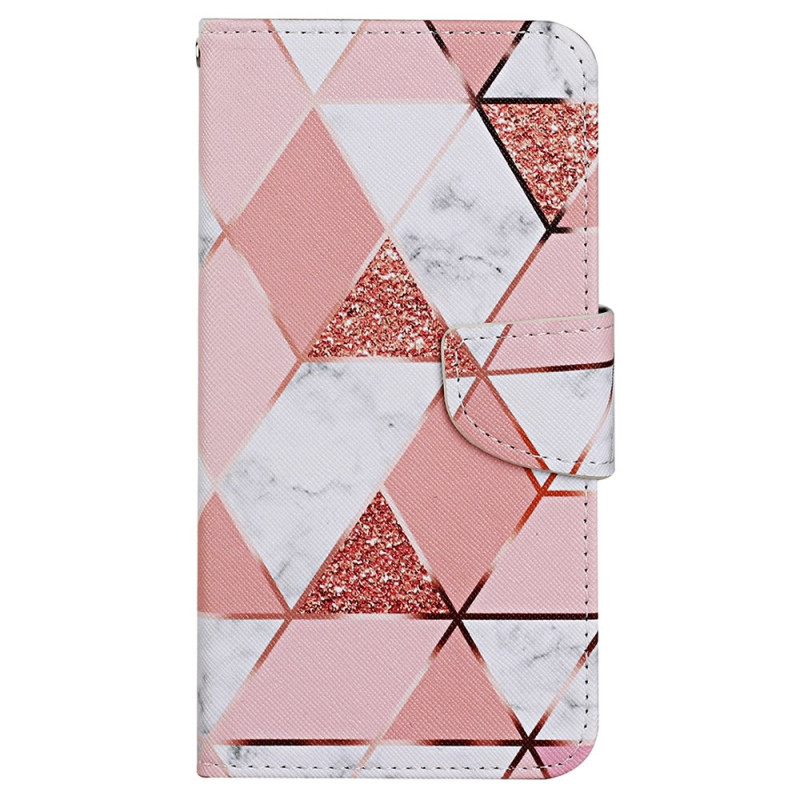 Capa com cordão para Xiaomi Redmi 13C / Poco C65 com padrão de mármore