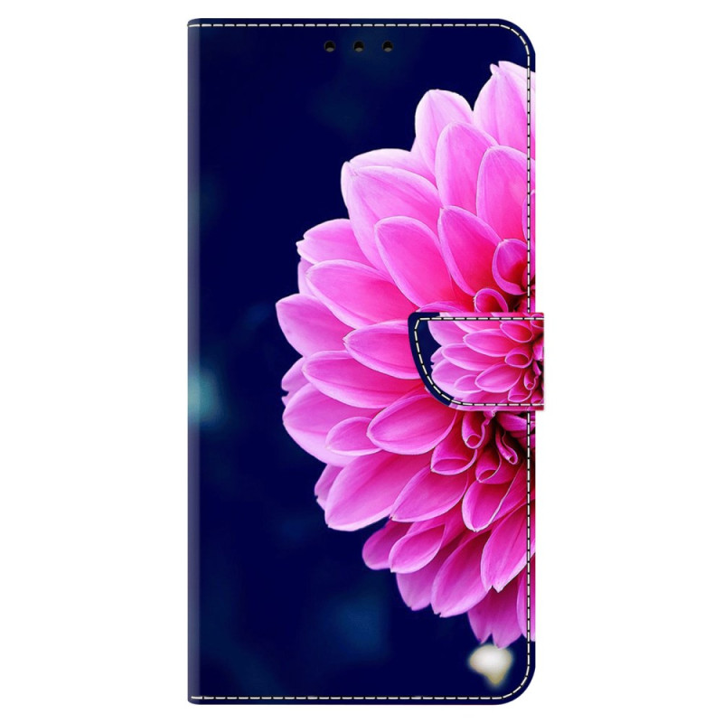 Capa Xiaomi Redmi 13C / Poco C65 Flores cor-de-rosa sobre fundo azul