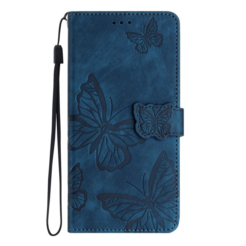 Capa Xiaomi Redmi 13C / Poco C65 Efeito camurça Padrão borboleta