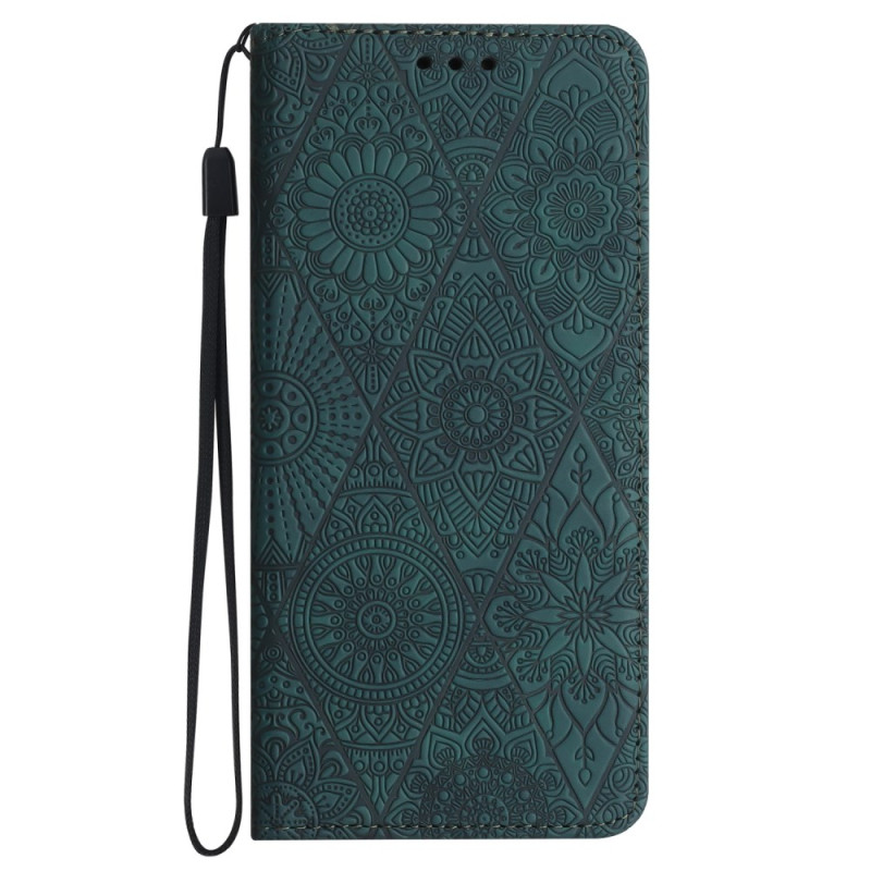 Xiaomi Redmi 13C 4G/5G/Poco C65 Capa estilo patchwork com cordão de pescoço