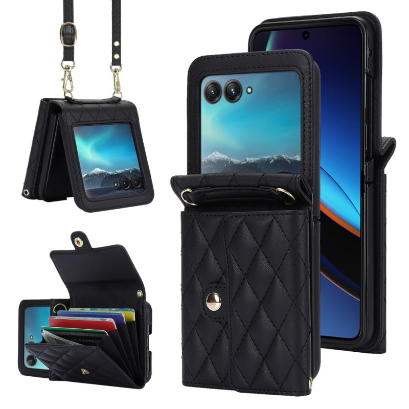 Capa para Motorola Razr 40 Ultra com suporte para cartões e alça de ombro