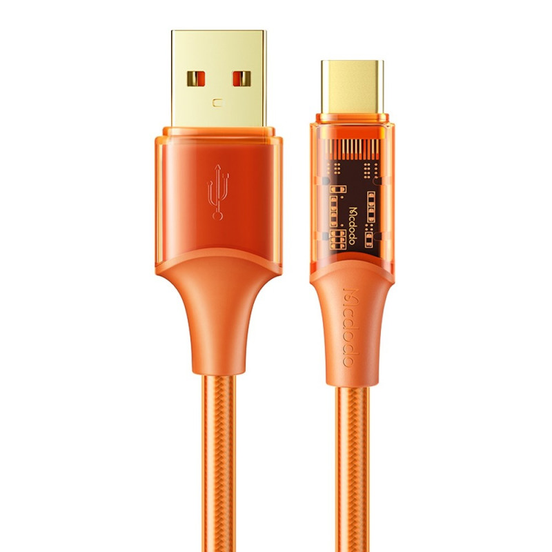 Cabo de carregamento transparente USB para Type-C 6A Amber Series 1,8 m com cabo de dados MCDODO