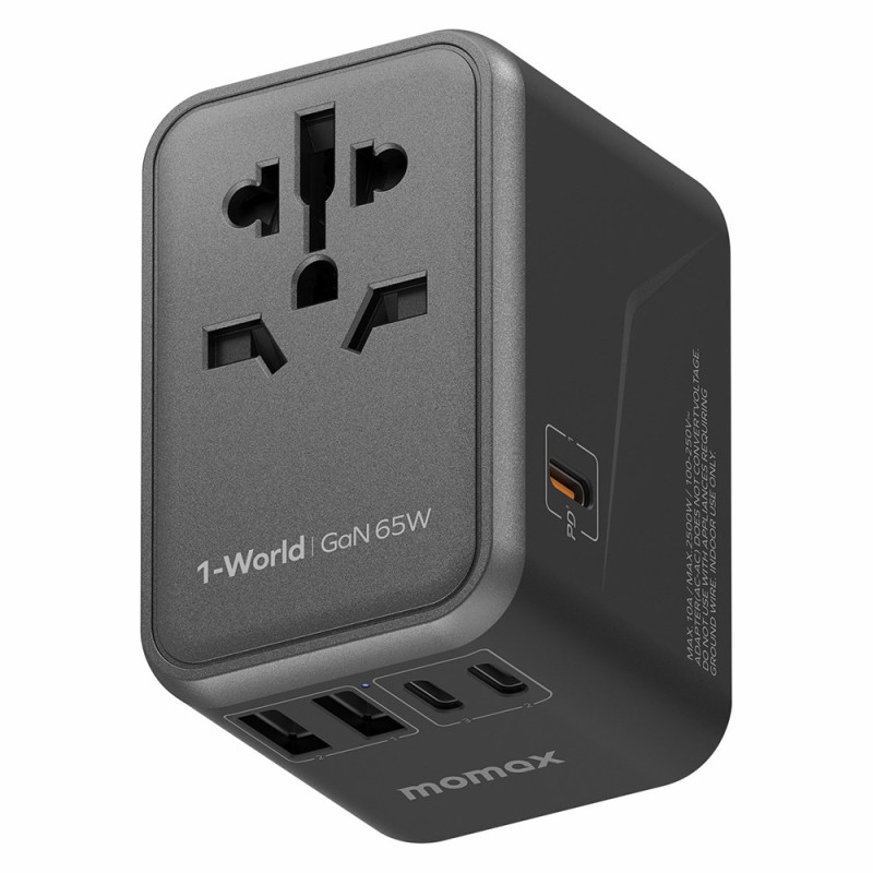 Adaptador de carregamento rápido AC de 5 portas MOMAX para viagens internacionais