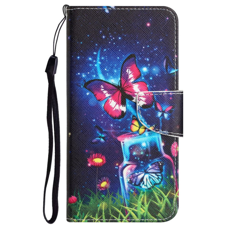 Capa para Samsung Galaxy S24 Plus 5G com fita para garrafa e borboleta