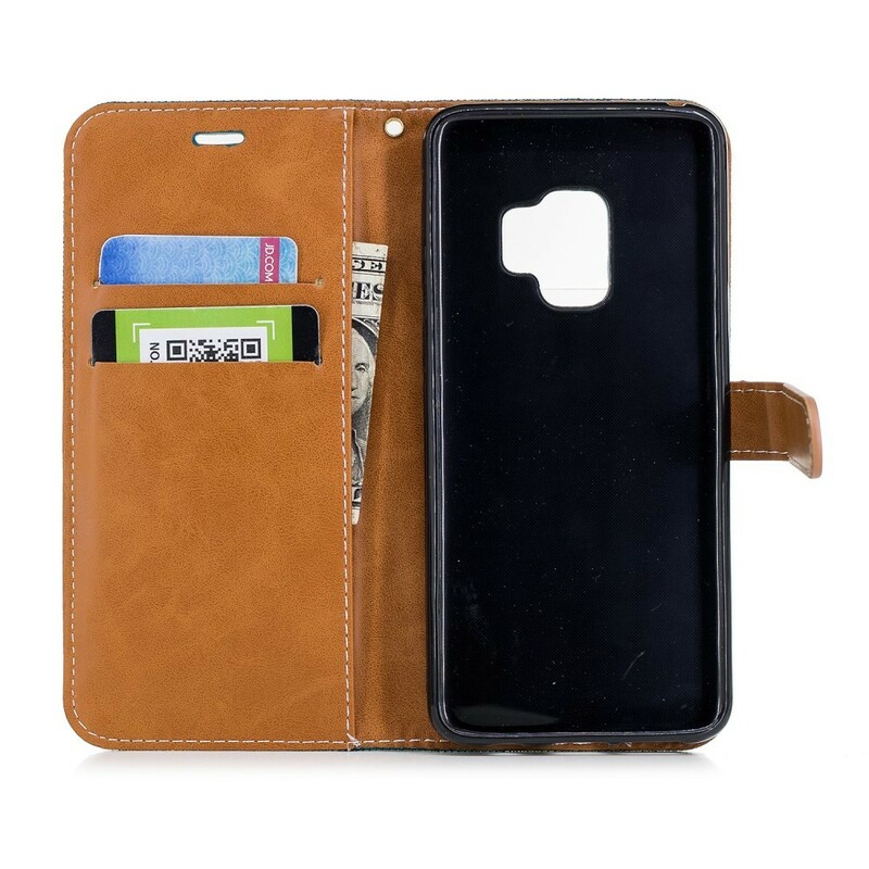 Samsung Galaxy S9 Capa de tecido e efeito pele com alça Samsung Galaxy S9 Capa de tecido e efeito pele com alça