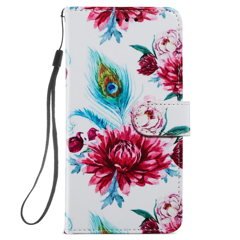 Capa para Samsung Galaxy S24 Plus 5G Peacock Flower Strap