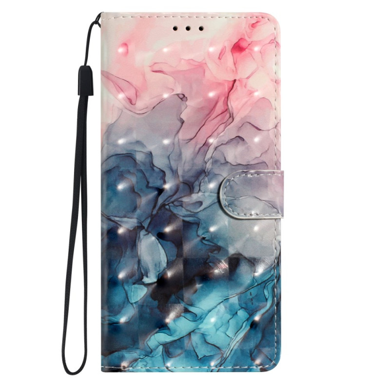 Capa com bracelete em mármore rosa e azul para Samsung Galaxy A25 5G