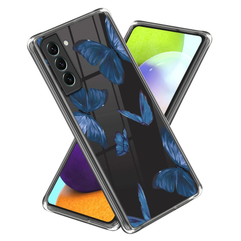 Capa azul borboletas para Samsung Galaxy S24 Plus 5G