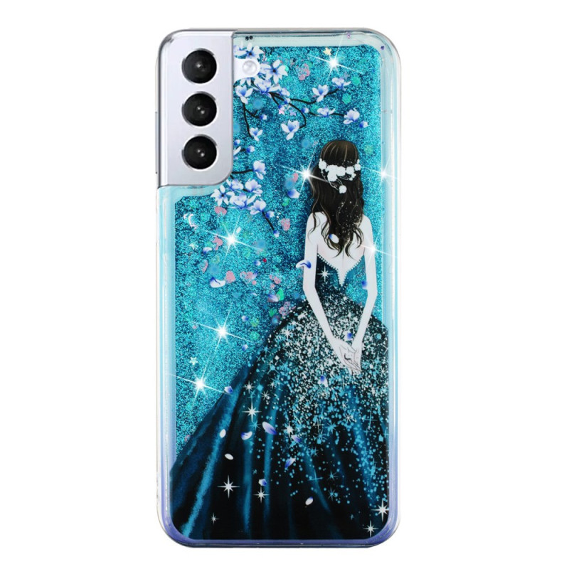 Capa Samsung Galaxy S24 Plus 5G Liquid Glitter Menina Azul