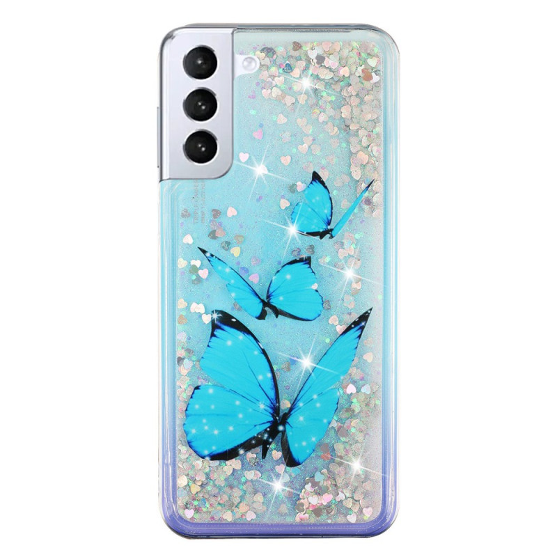 Capa para Samsung Galaxy S24 Plus 5G Liquid Glitter Blue Butterflies