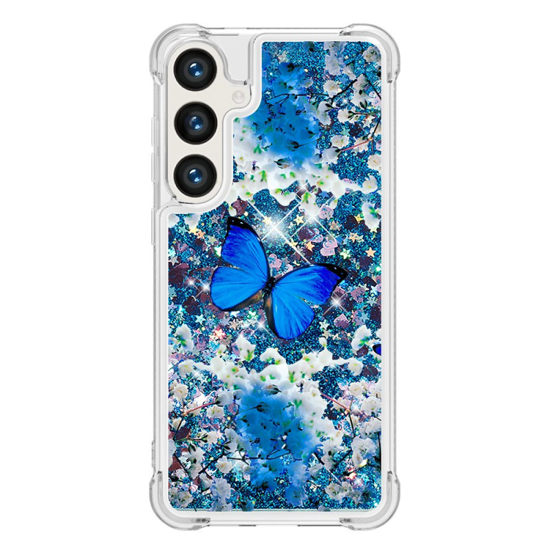 Capa para Samsung Galaxy S24 Plus 5G Liquid Glitter Blue Butterflies