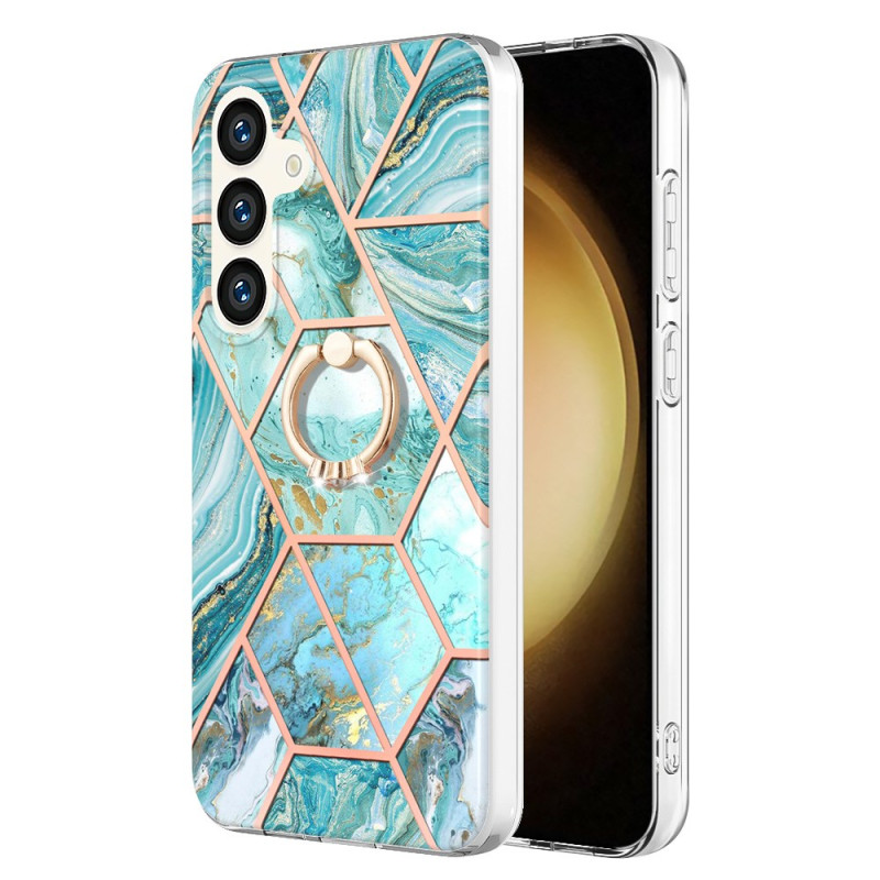 Capa para Samsung Galaxy S24 Plus 5G Suporte com anel em mármore geométrico