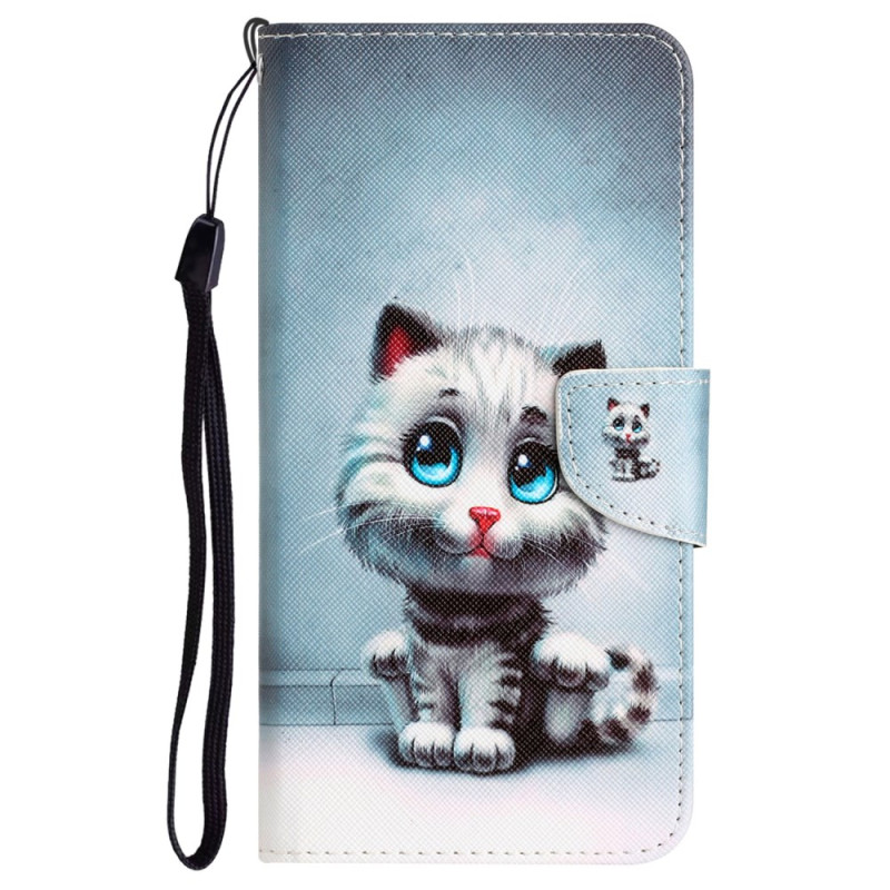 Capa de alça para gato com olhos azuis para Samsung Galaxy S24 Ultra 5G