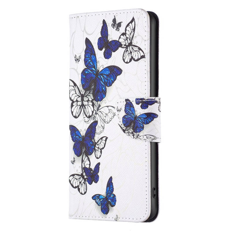 Capa para Samsung Galaxy S24 Ultra 5G Voo de borboletas azuis