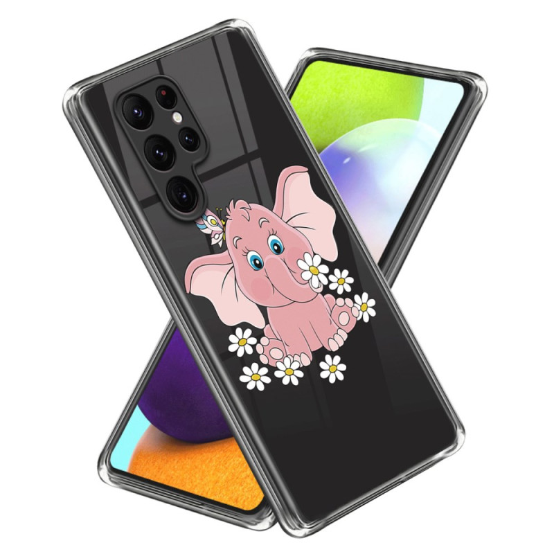 Capa para Samsung Galaxy S24 Ultra 5G Elefante cor-de-rosa