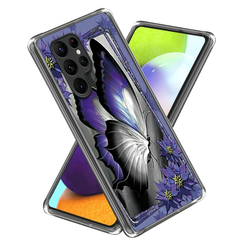 Capa Butterfly para Samsung Galaxy S24 Ultra 5G Roxo